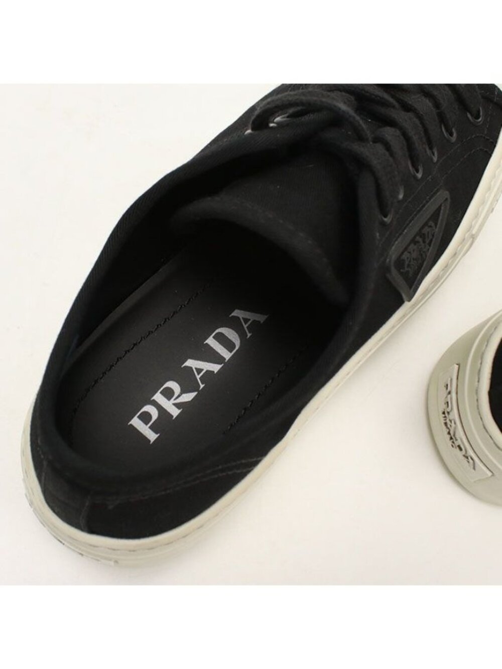 Prada Low Cut Triangle Logo Sneakers Cotton - Picture 5 of 9